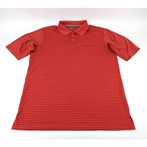 Columbia Men's Golf Casual Polo Shirt Red Omni-Shade Striped Lightweight Size LT